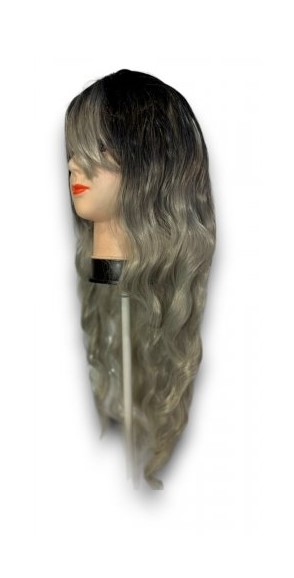 Kvalitná dámska parochňa- Čierno-sivá 70 cm